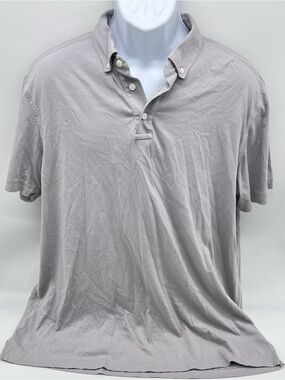 Nordstrom Men's Button-Down 100% Cotton Polo/Golf Summer Shirt-Light Gray-Size L